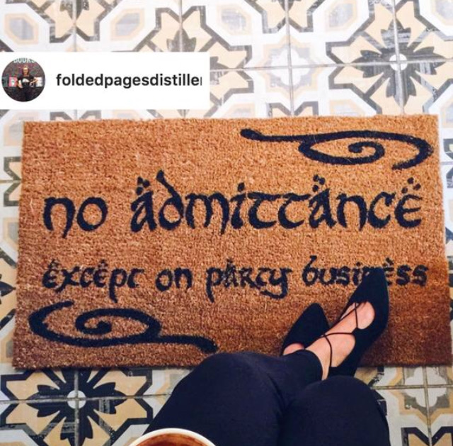 nerdy tolkien doormat reading no admittance except on party business eco friendly geek  housewarming or wedding gift